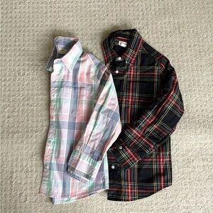 Crewcuts (2) Boys Button Up Collard Plaid Shirts Size 8